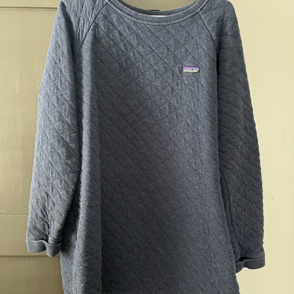 Patagonia Quilted Crewneck Sweatshirt - Navy Blue—XL
